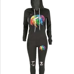 Orange Two piece jogger set